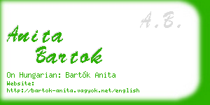 anita bartok business card
