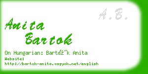 anita bartok business card
